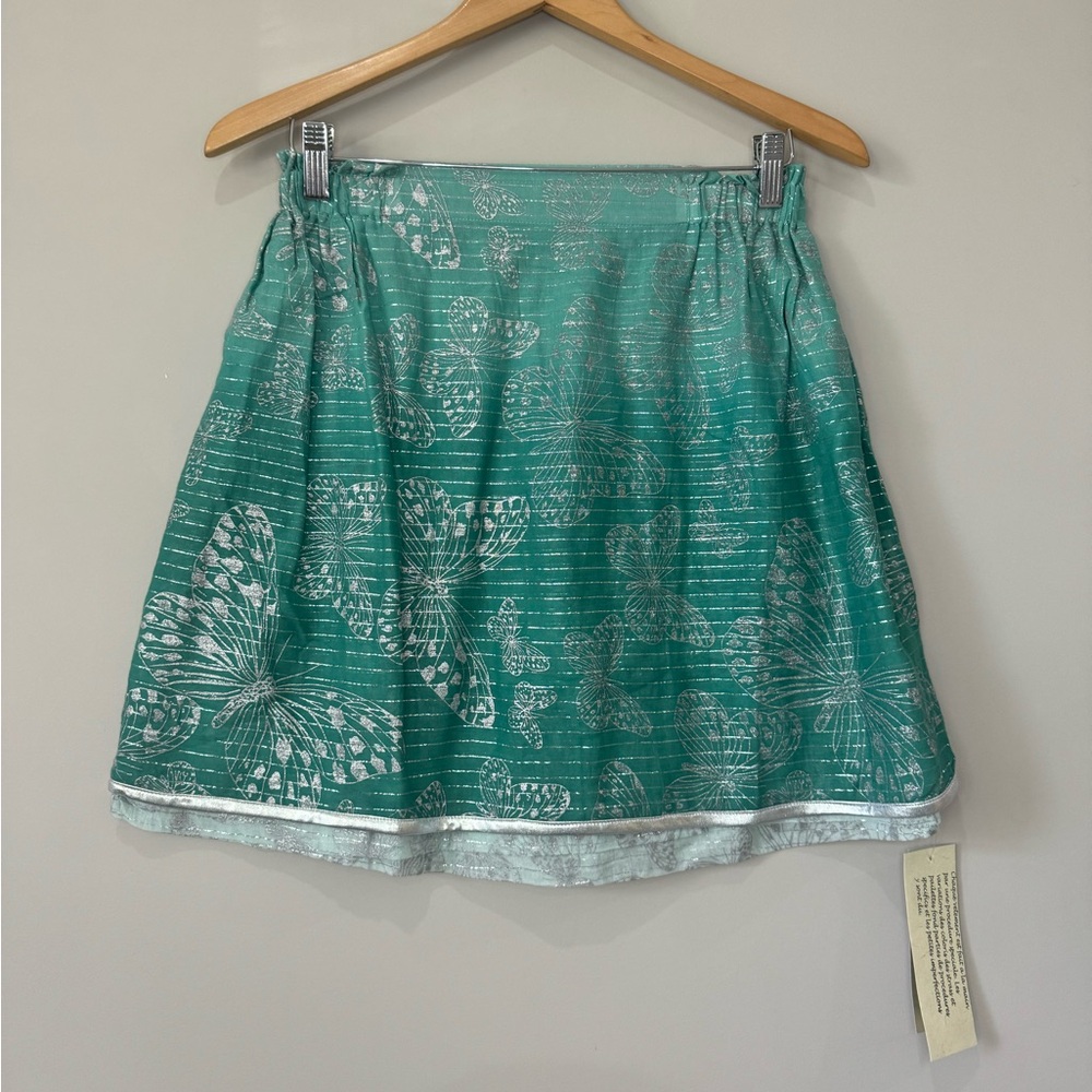 Millenium NWT butterfly ombré paper waist band silver detail mini skirt medium